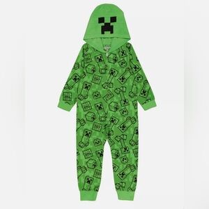 Minecraft Creeper Fleece Hooded One-Piece Pajamas – Kids Size 6